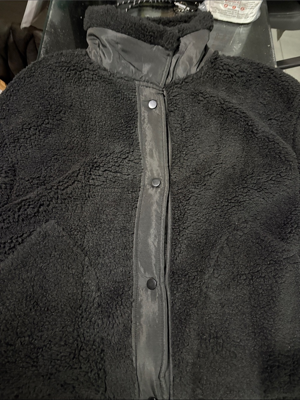 Black Sherpa Snap-Front Jacket